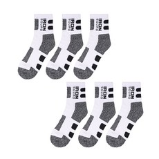 鋼鐵部隊 多功能運動毛圈中筒襪 6雙組, 白色 + 灰色