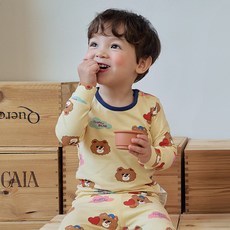 코디아이 아동용 플러피베어 싱글스판내의 상의 + 하의 세트