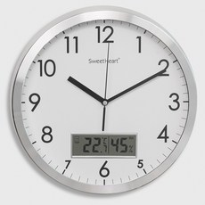 스위트하트 무소음 온습도 벽시계 300, 알루미늄