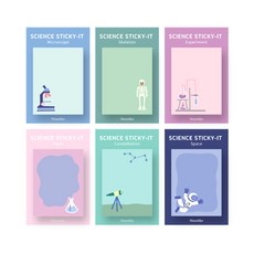 Monolike 科學主題便利貼6件組, 混合顏色, 1套