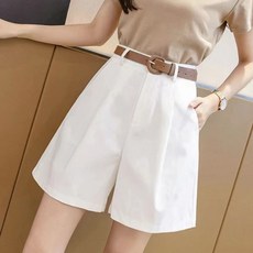 엘쏘 여성용 데일리 베이직 면 반바지 + 벨트 세트