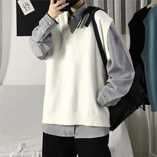 블랙101 남성용 세르볼로 캐쥬얼 브이넥 오버핏 베스트 FC-2319211