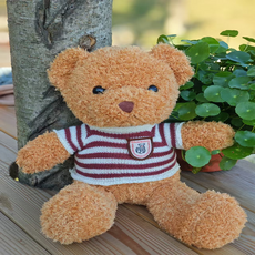 B2WIN 克萊琳可愛漂亮條紋熊玩偶, 紅色, 1個