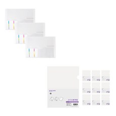 ECO Chungwoon 多色白色標示文件夾 A4 3入+多色L夾 10入, 透明度, 1套