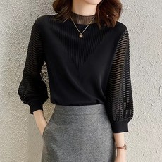 LUNA GIRL 歐根紗鏤空女襯衫