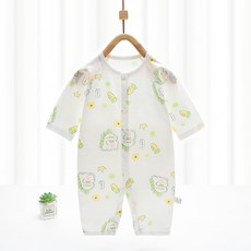 Bebeniz 輕薄純棉全開扣長袖連身衣