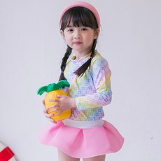 GOING KIDS 童款花朵防曬泳衣+網眼泳裙組