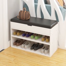 Avenue Goods鞋櫃椅多功能收納椅收納沙發 80cm, 暖白黑皮