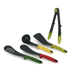 Joseph Joseph 提升色彩廚房工具 5 件套, 濾網匙+醬料匙+長柄湯匙+鍋鏟+夾子, 混色, 1組
