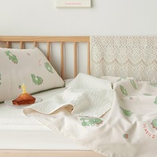 PRIELLE 嬰幼兒 丁哥 泡泡紗 雙面 毯子, 綠色