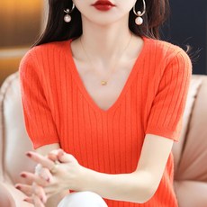 솔레일 여성용 비비 슬림핏 골지 반팔 니트