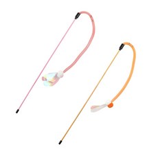 아티펫 고양이 곤충날개 그물 벨 스틱 장난감 2종 세트, 핑크, 오렌지, 1세트