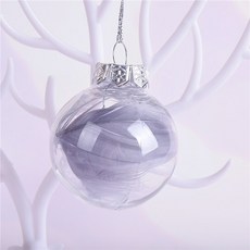 정월나나 크리스마스 트리장식 걸이 오너먼트 깃털 투명 볼, 그레이, 1개