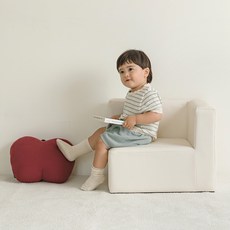 루나스토리 유아용 와이드 소파 의자 1인용 L, 베이지 L