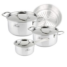 한일스텐레스 피오레 통 3중 인덕션 스텐냄비 4종 세트, 혼합색상, 팬 16cm + 냄비 20cm + 냄비 24cm + 스티머 24cm