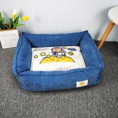 파스텔펫 반려동물 사각 캐릭터 쿠션, 네이비, 1개