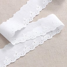 夏爾皮亞棉質刺繡蕾絲緞帶 180公分, 2個, 白色