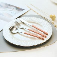 Bogen Armand 緞面西餐餐具組, 餐刀 + 餐匙 + 餐叉, 蜜桃色, 1套
