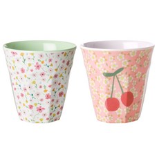 rice 幼兒印花水杯 M號 2入, Flower Cherry款+Pastel Flower款, 1組