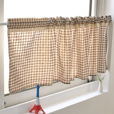 蕾絲格紋半窗簾, 棕色的