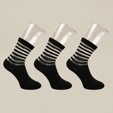 박군 PG 여성용 학생용 발목 잔링글 시스루 중목 양말 3족 세트