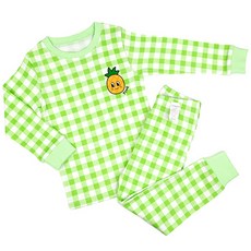 Maykids 童款格紋鳳梨圖案30支棉長袖居家服套裝