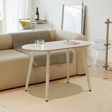 슈에뜨메종 HPM 자작나무 타원형 낮은 식탁 1000 x 500 mm, 스모크그레이, 2인용