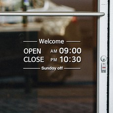 Sweet Space OPEN/CLOSE 星期公休 類型18 商店貼紙 + 備用貼紙組, 白色