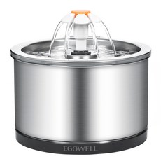 EGOWELL 全不鏽鋼寵物飲水機 2.5L, 混合色, 1個
