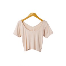 플랜데이 여성용 2WAY 스타일 슬림핏 배꼽 크롭 반팔 티셔츠