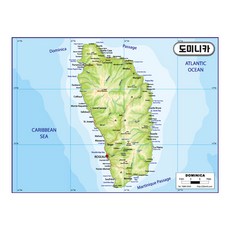 Map.Come 多米尼克地形圖塗層 110 x 78cm, 1個