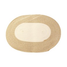 JHCOMPANY居家裝飾棉質橢圓腳踏墊, 米色, 1個