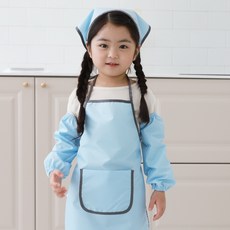 BEBE CHOUETTE 兒童深粉彩防水圍裙 + 頭巾 + 袖套組