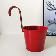 Aromood 園藝陽台鐵製懸掛花盆, 紅色