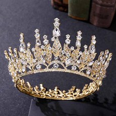 Estella 全新美麗葉子線條珠飾點綴自助婚禮皇冠 XXX003, 1個, 金色白色