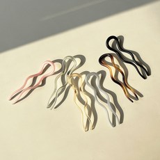 波浪霧面壓克力髮簪6件組