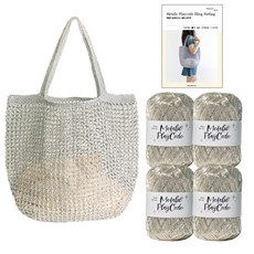 yarna DIY패키지 플레이 코드 블링네트백 메탈릭 뜨개실 70g x 4p + 인쇄도안 세트, 1세트, 105 리얼 화이트 실버