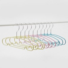 HANSSEM 兒童款線條防滑衣架 10入組, 1組, 薄荷色、粉色、黃色