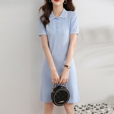 LUNA GIRL Codel翻領連身裙, 淺藍