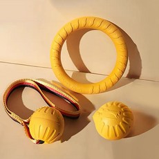 soonZAM 狗狗大型犬玩水與訓練皆可使用的堅固飛盤3件組, 黃色, 1套