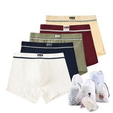 ETX JUST 男童學生簡約四角褲5件組 + 收納袋組合