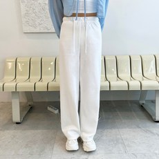 DIAMIGNON 女款 Tetora 素色直筒抽繩鬆緊帶運動褲