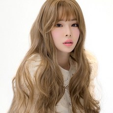 女性用 Girls Holic 柔霧漸層整頂假髮 M, 卡其棕 + 冰金色, 1個