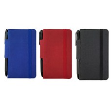 標準附筆環綁帶精裝筆記本 S迷你 3款 + 3色原子筆組, 藍色, 紅色, 黑色(筆記本), 1套