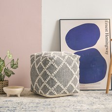 리바트 GLG TRENDY 소가구 스툴 러그 리퍼블릭 방문설치, 제네 코튼 푸프 그레이, 1개