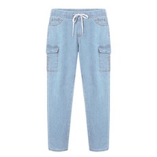 레이먼 남성용 에잔 카고 밴딩 스판 데님팬츠