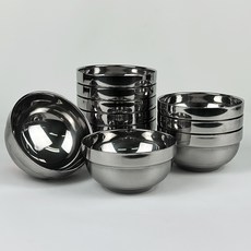 QUEEN SENSE Hequins 不鏽鋼雙層湯碗 12cm, 銀色, 10個