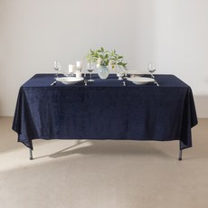 Dae Sung Textile絲絨拉毛餐桌布, 大(270 x 150 cm), 深海軍藍