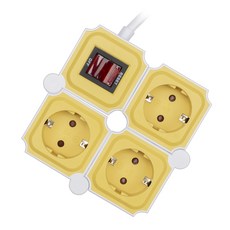 Power Zone 俄羅斯方塊高容量設計節能3孔延長線, 50cm, 白色 + 黃色, 1個
