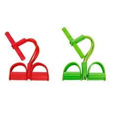彩色瑜珈帶健身器材伸展踏板彈力帶 2件組, 紅色, 綠色
